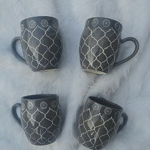 Baum Moroccan Grey Patterned Coffee Mug Set Of 4
